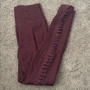 Burgundy Leggings with Ruched Detailing